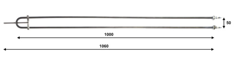 Grzałka typ U, ze wspornikiem 2000W 400V lub 660W 230V